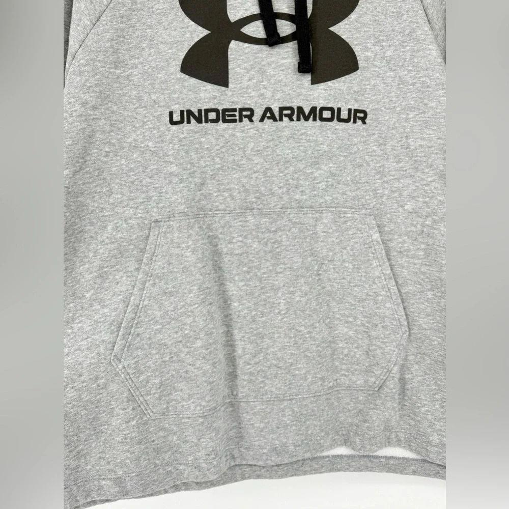 Under Armour Heather Gray Hoodie with Black Logo - Picture 3 of 6